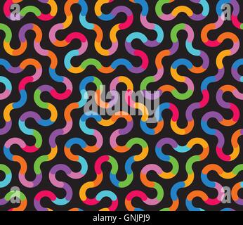 Vector Seamless Multicolor Tangled Rounded Stripes Geometric Pattern Stock Vector