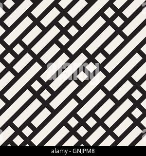 Vector Seamless Black and White Geometric Diagonal Lines Irregular Pattern Stock Vector