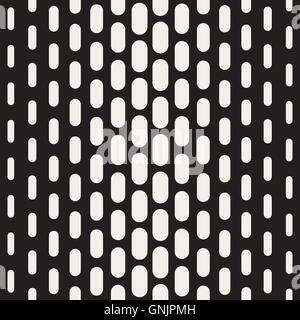 Vector Seamless Black And White Vertical Rounded Rectangle Geometric Pattern Stock Vector