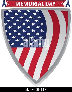 Isolated heraldry shield with the american flag, a pair of peace symbols and text Stock Vector