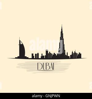 Isolated skyline of Dubai on a colored background Stock Vector