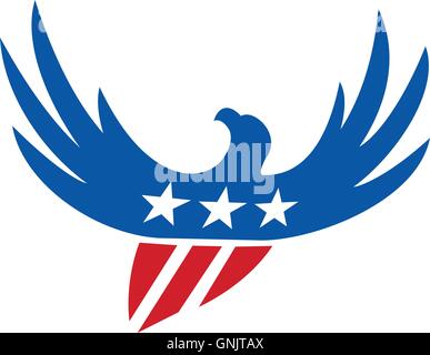 American Eagle Flying USA Flag Retro Stock Vector