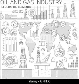 Oil and Gas Industry Infographic Elements Stock Vector