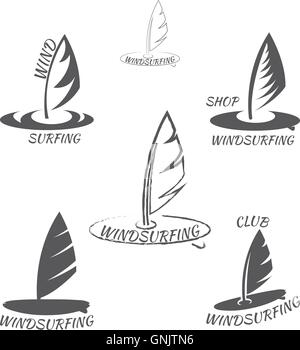 Set. windsurfing logo vector illustration Stock Vector