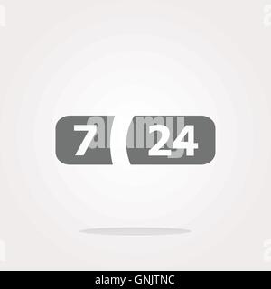 Service and support for customers. 24 hours a day and 7 days a week icon . Vector illustration Stock Vector