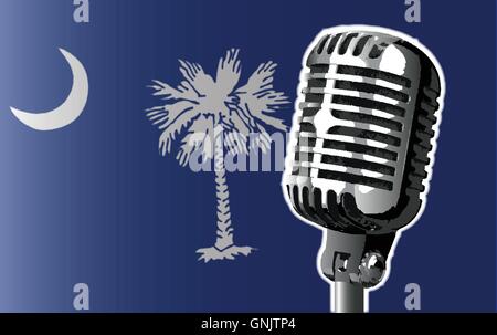 South Carolina Flag And Microphone Stock Vector