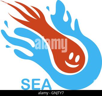 Vector illustration of sea octopus in it Stock Vector