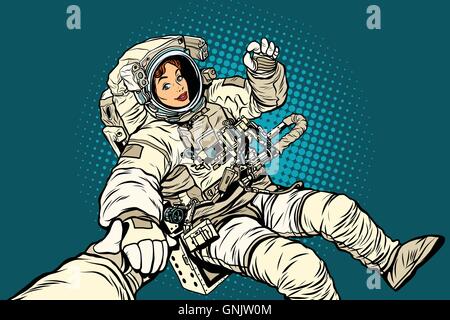 follow me, woman astronaut Stock Vector