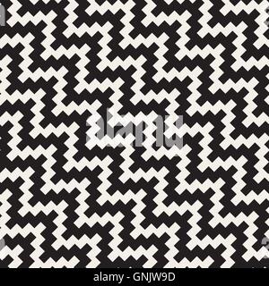Vector Seamless Black and White Diagonal ZigZag Jagged Pattern Stock Vector
