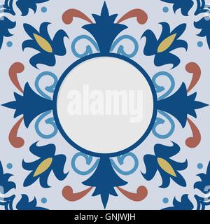 Frame with decorative tile background. Stock Vector