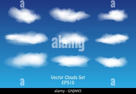 Vector set of transparent clouds Stock Vector