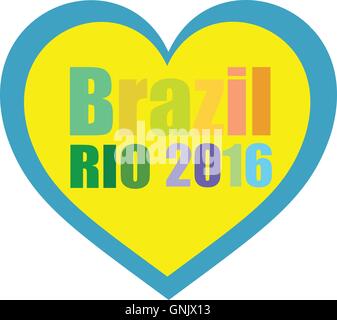 Abstract love heart ribbon flag. Brazil Rio 2015 symbol. Vector illustration Stock Vector