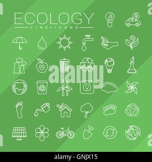 Ecology Line Icons Stock Vector