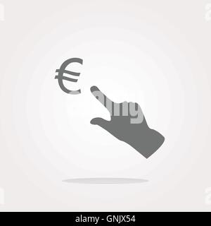 Currency exchange icons, euro money sign and people hand . Vector illustration Stock Vector