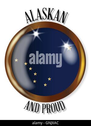 Alaska Proud Flag Button Stock Vector