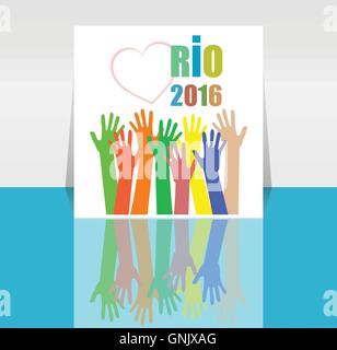 Sign symbol Rio olympics games 2016 in colors of the Brazilian flag. Brazil Carnival. Vector illustration Stock Vector