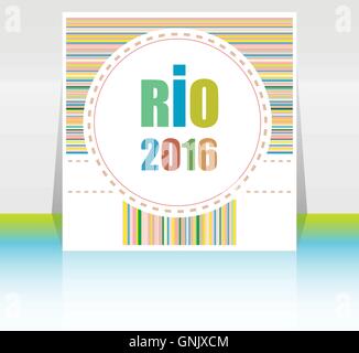 Sign symbol Rio olympics games 2016 in colors of the Brazilian flag. Brazil Carnival. Vector illustration Stock Vector