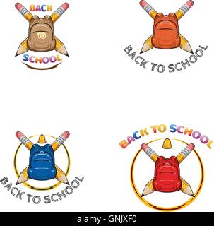 Set. Logo back to school Stock Vector