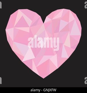 Geometric heart on black background. Stock Vector