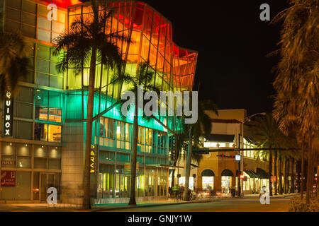 MULTI COLOR RAINBOW LIGHTS EQUINOX BUILDING FIFTH STREET MIAMI BEACH FLORIDA USA Stock Photo