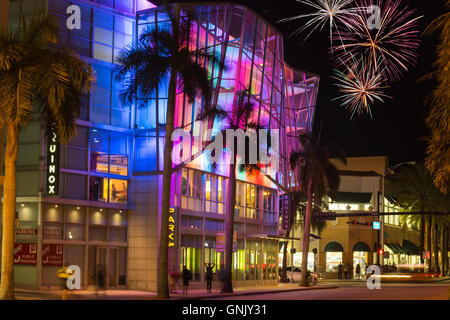 MULTI COLOR RAINBOW LIGHTS EQUINOX BUILDING FIFTH STREET MIAMI BEACH FLORIDA USA Stock Photo