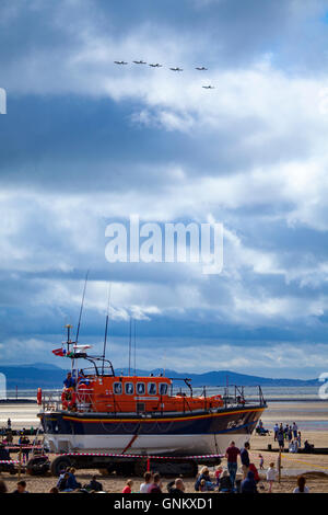 Rhyl Air Show 2016 located on the North Wales coast and held every year. Team Raven Formation Aerobatic Display Team fly past Stock Photo