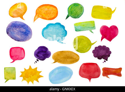 set of watercolor speech bubbles Stock Photo