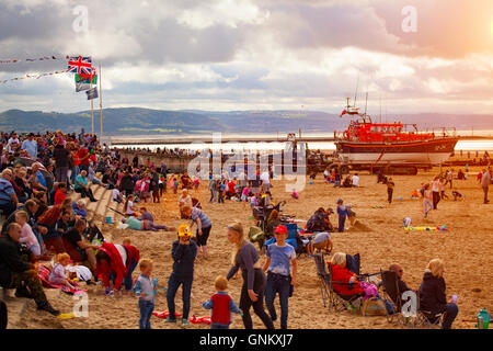 Rhyl Air Show 2016 located on the North Wales coast and held every year. Crowds watching the sky in between flight shows Stock Photo