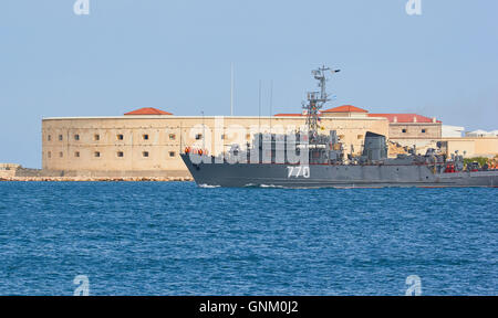 Russian naval warship in the Bay of Sevastopol Crimean Peninsula Stock Photo