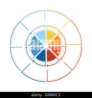 Arrows from colourful lines Around circle. Template infographic eight position. Pie chart Stock Photo