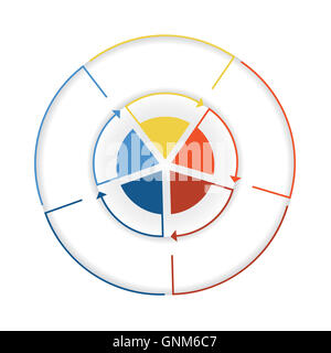 Arrows from colourful lines Around circle. Template infographic five position. Pie chart Stock Photo