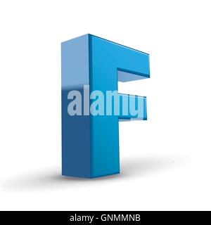 3D image blue letter F isolated on white background Stock Vector