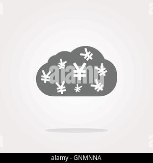 web icon cloud with yen sign, web button isolated on white . Vector illustration Stock Vector
