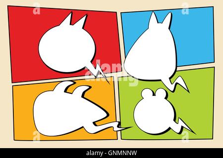 Set comic bubbles monsters animals Stock Vector