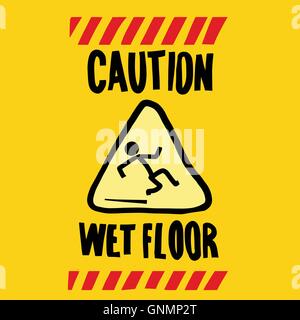 caution wet floor Stock Vector