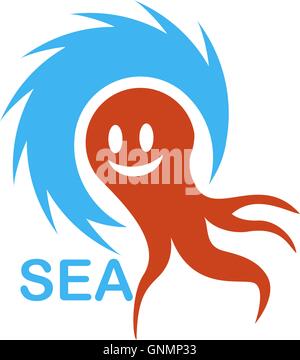 Vector illustration of sea octopus in it Stock Vector