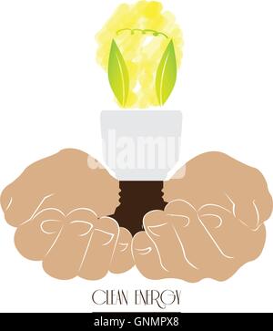 isolated hands with a lightbulb on a white background Stock Vector