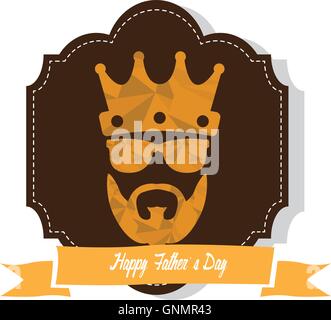 Isolated banner with a ribbon with text and some hipster icons for father's day celebrations Stock Vector