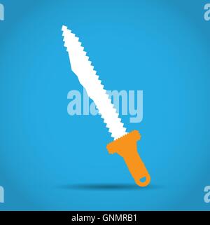 Isolated pixeled sword on a blue background Stock Vector