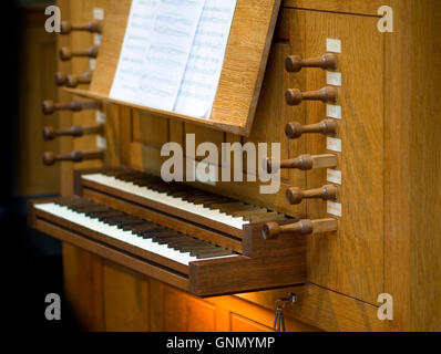 Modern church organ in St Michael and All Angels Church in Stourport Stock Photo