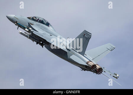 United States Navy Boeing F/A-18F Super Hornet multirole fighter aircraft. Stock Photo