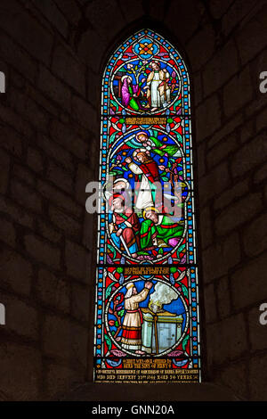 Lanercost, Priory, Cumbria, England, UK.  Stained Glass Window, 19th. Century, in the Anglican Church of Mary Magdalene. Stock Photo