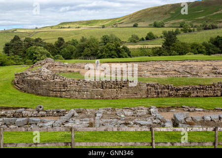 Northumberland,  England, UK.  Vindolanda Roman Fort, Western Wall. Stock Photo