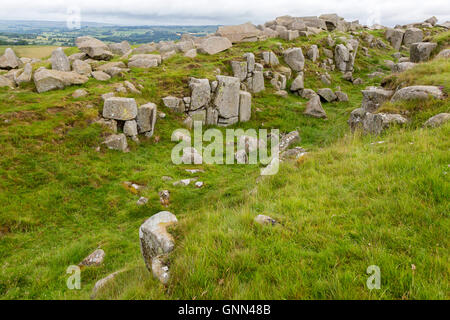 Northumberland, England, UK.  Stone Blocks at Limestone Corner, near Milecastle 30, Hadrian's Wall Footpath.. Stock Photo