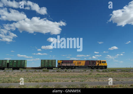 Freight Train in the Queensland Outback - Australia Stock Photo