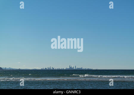 Skyline of Surfers Paradise from Kirra Point in Coolangatta - Queensland - Australia