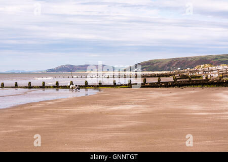 People walking on Ynyslas Beach, near Aberystwyth in Ceredigion, Wales UK Stock Photo