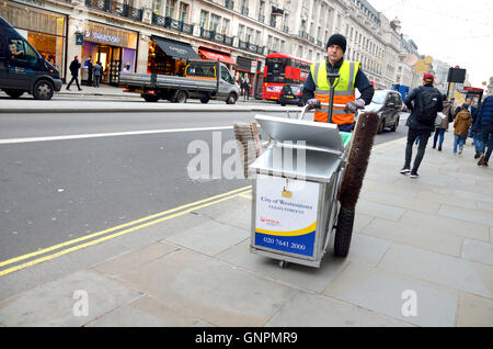 London, England, UK. Street sweeper in Regent Street Stock Photo