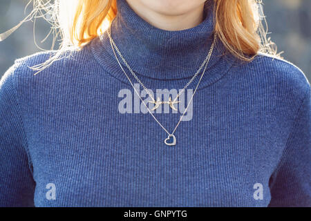 woman wearing beautiful jewelry Stock Photo