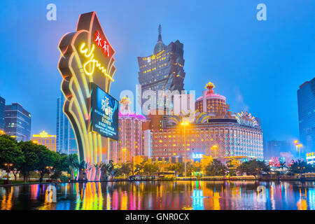 Macau, China - March 12, 2016: Buildings of Macau Casino on March 12, 2016, Gambling tourism is Macau's biggest source of revenu Stock Photo